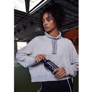 Free People Movement Lara Cowl Neck Pullover in Gray Size Small Slightly Cropped